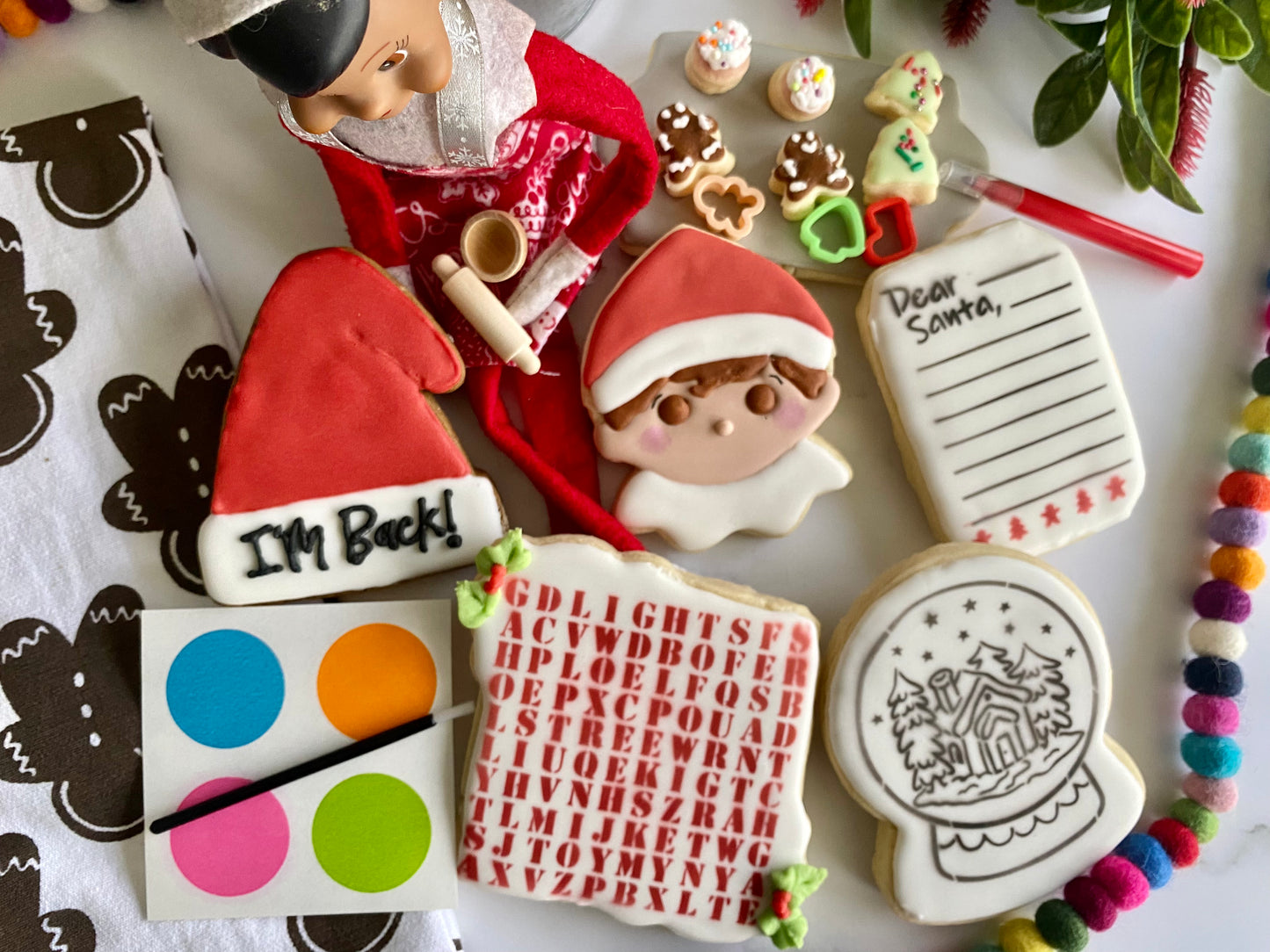 "I'm Back" Elf cookie and cookie activity box