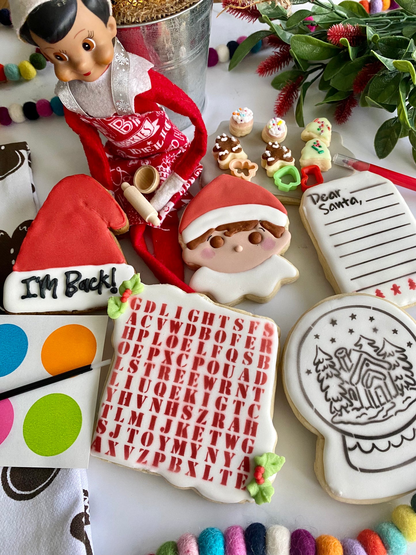"I'm Back" Elf cookie and cookie activity box