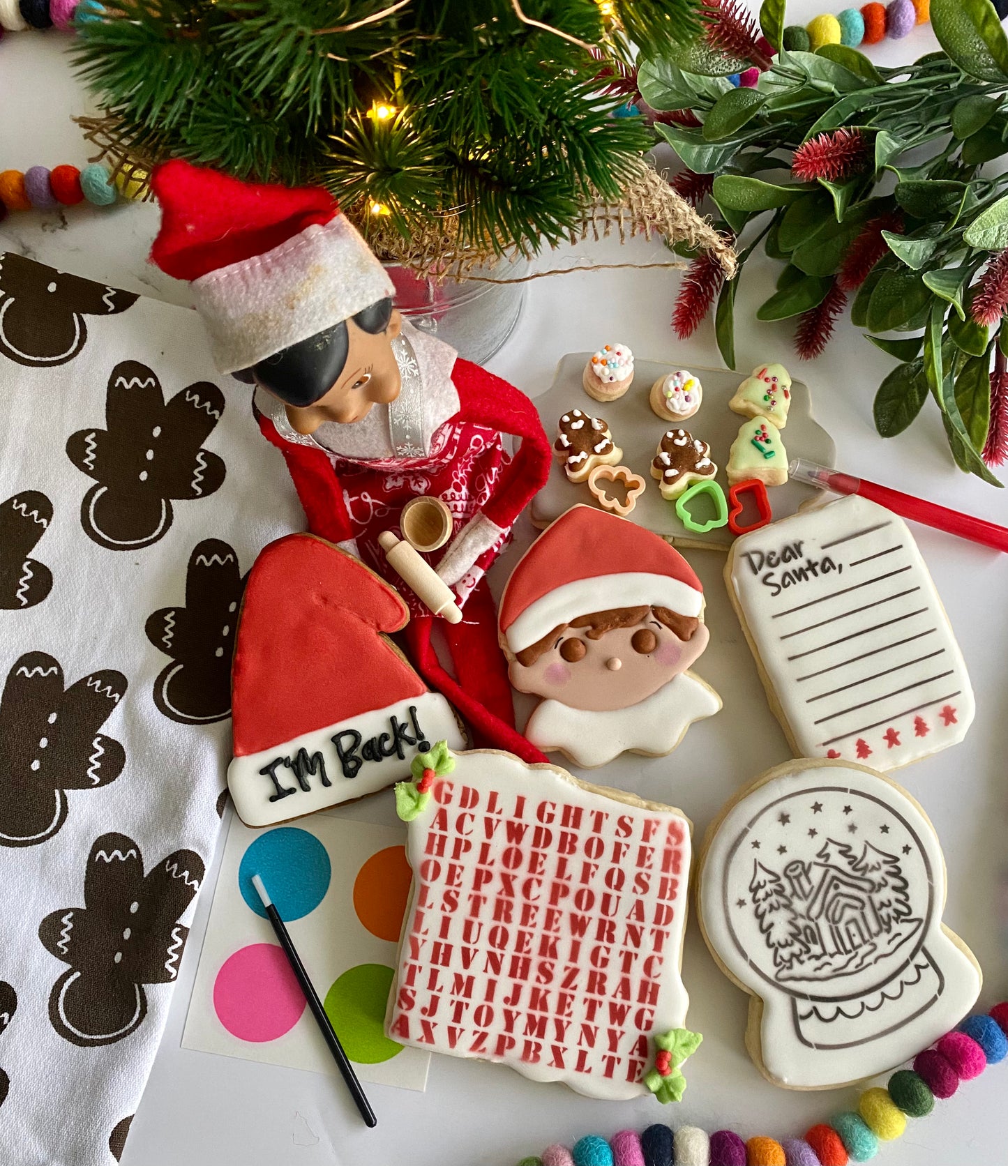 "I'm Back" Elf cookie and cookie activity box