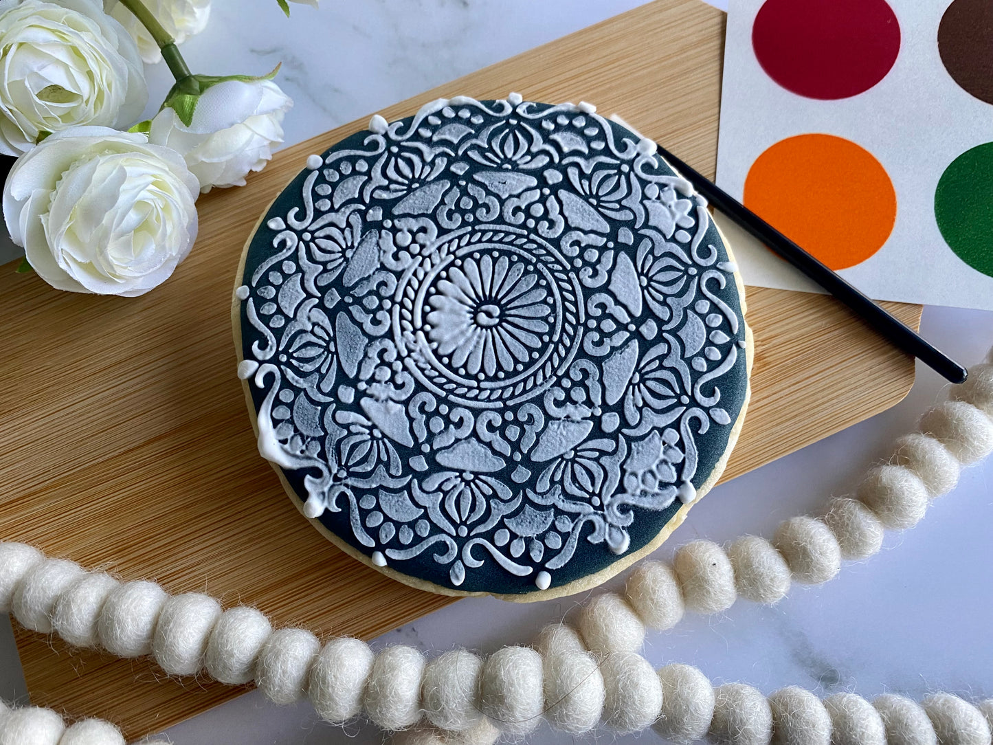 Ornate Mandala coloring cookie